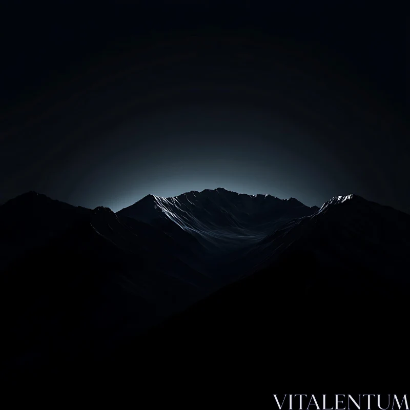 Dark Mountain Range at Night AI Image