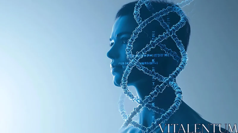 Genetic Code and Human Form AI Image