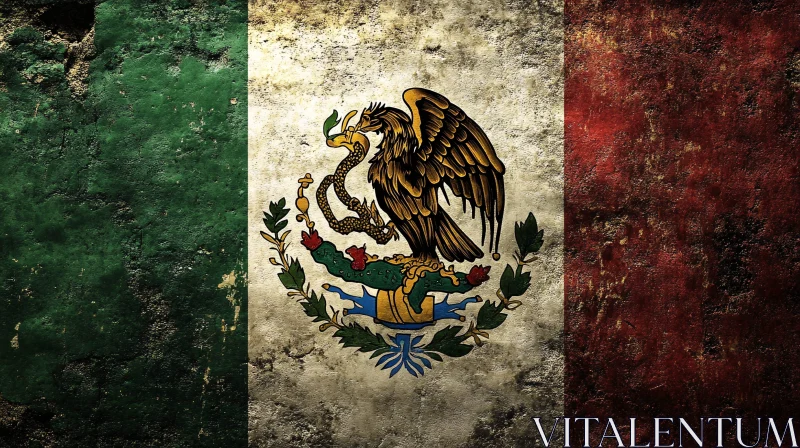 Distressed Mexican Flag Art AI Image