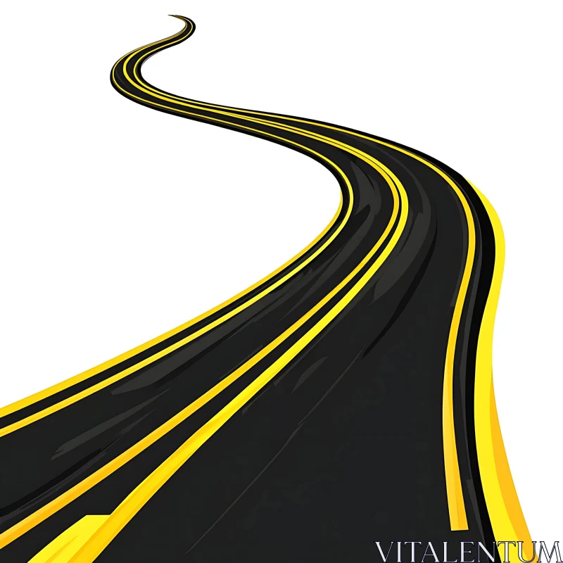 Curving Road Vector Art AI Image