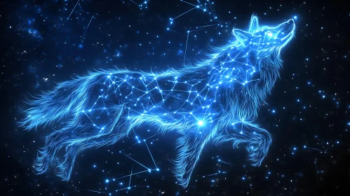 Starry Wolf in Night Sky