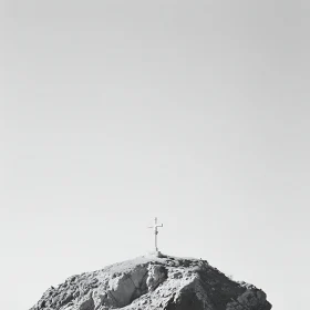 Monochrome Cross on Mountain Top