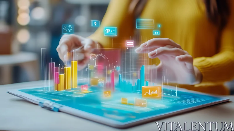 Holographic Data Interface on Tablet Device AI Image