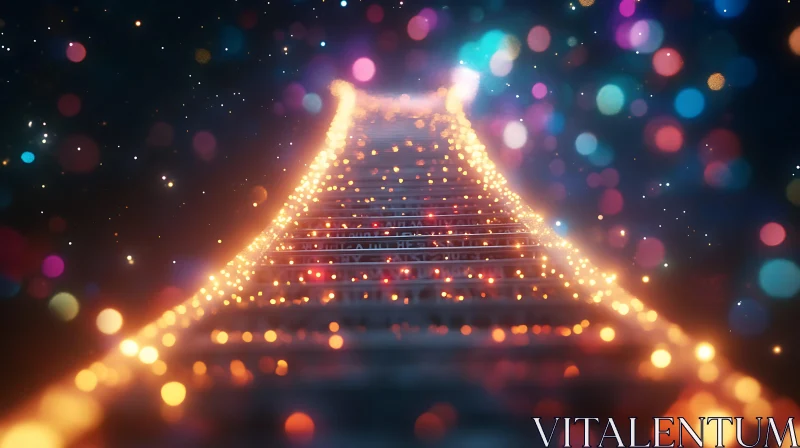 Stairway to Heaven Lights Bokeh AI Image