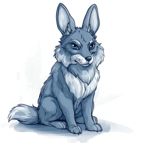 Cartoon Blue Rabbit Illustration