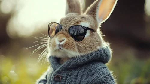 Stylish Rabbit in Shades and Knitwear