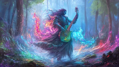 Mystical Musician in the Woods