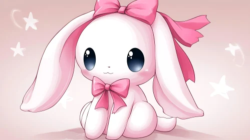 Adorable Pink Bunny Cartoon Illustration