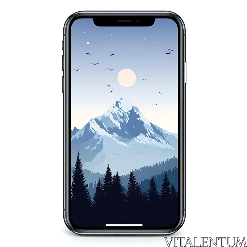 Mountain View Phone Screen Art AI Image