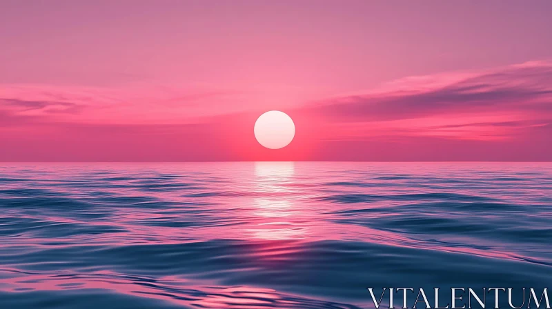 AI ART Peaceful Pink Sunset Seascape