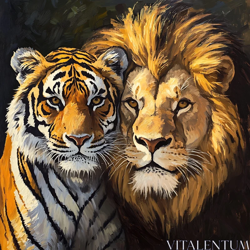 Majestic Lion and Tiger Duo AI Image