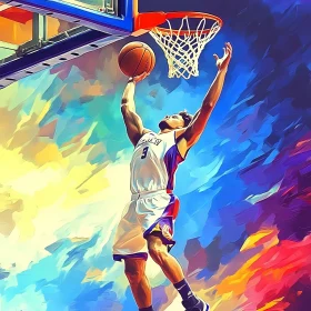 Dynamic Basketball Dunk Art: Capturing Sport's Agility AI Generated Image