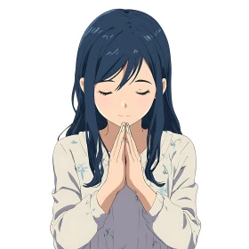 Anime Girl in Peaceful Prayer