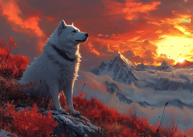 Dog in Mountain Sunset