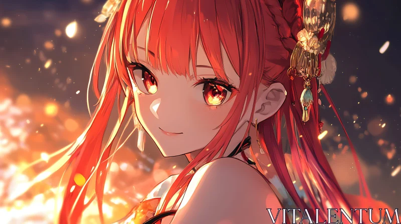 Ethereal Anime Character in Golden Glow AI Image