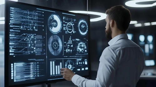 Analyzing Data on Screen: Technology Concept