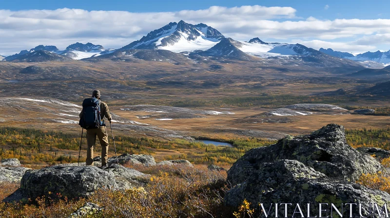 Hiker in Mountain Landscape AI Image