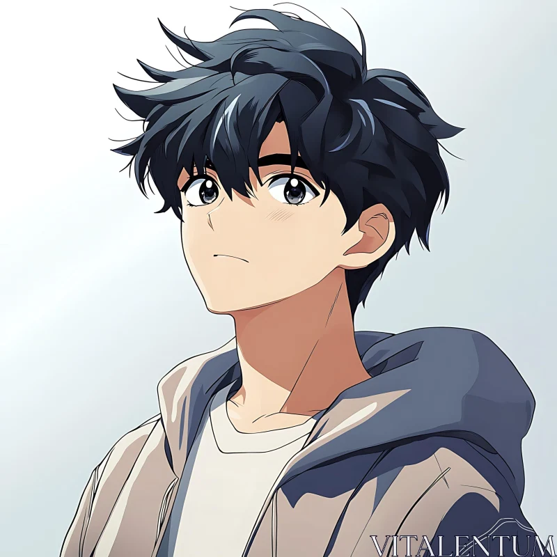 Anime Boy in Casual Attire AI Image