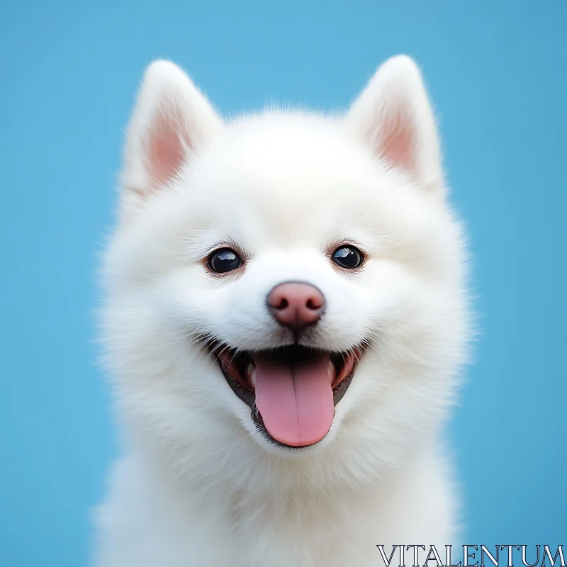 Happy White Puppy Portrait AI Image