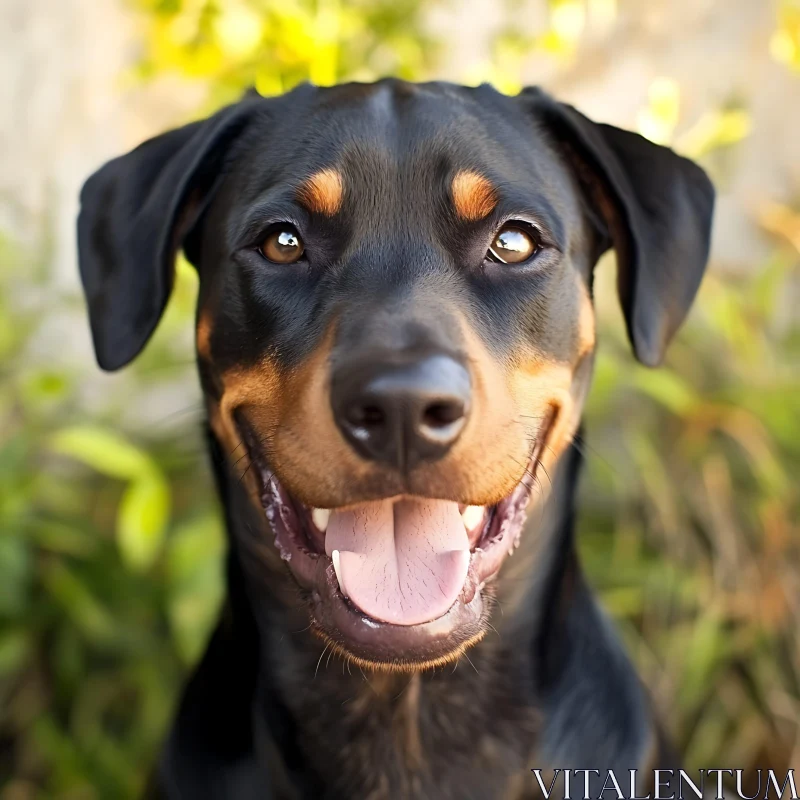 Smiling Dog Portrait Outdoors AI Image