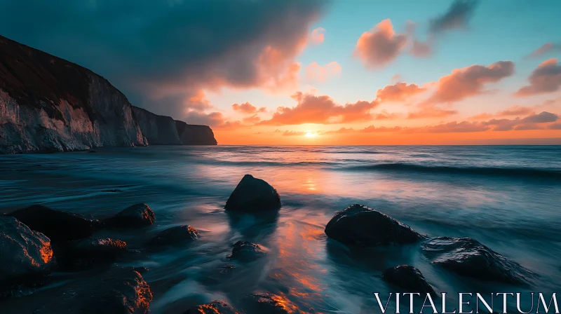 AI ART Picturesque Ocean View at Sunset