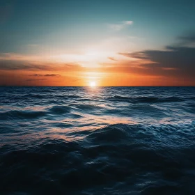 Sunset Over the Calm Ocean Waves