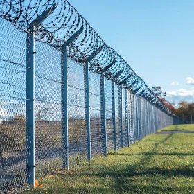 Restricted Area Fence with Barbed Wire