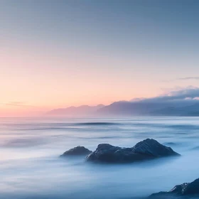 Serene Coastal Sunrise with Rocks