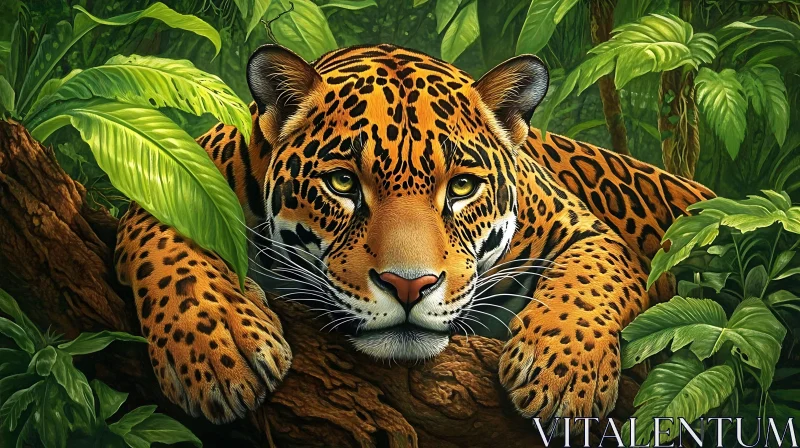 Resting Jaguar Portrait AI Image