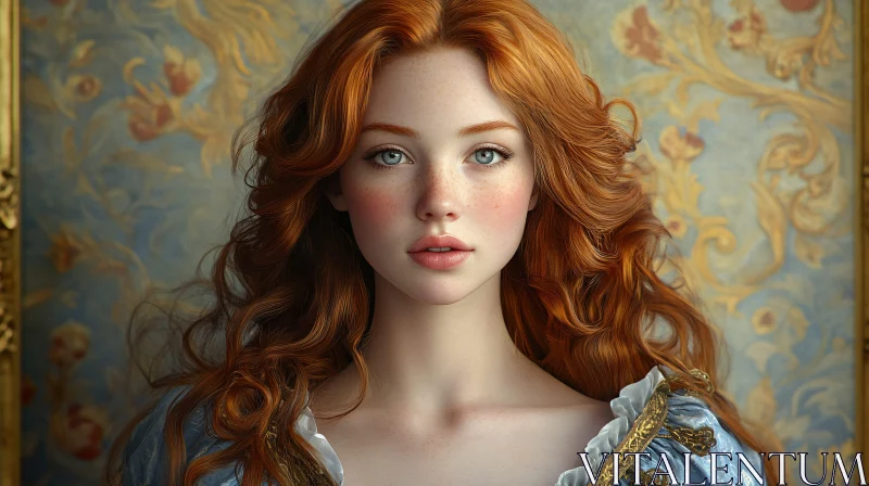 AI ART Vintage Style Redhead Portrait