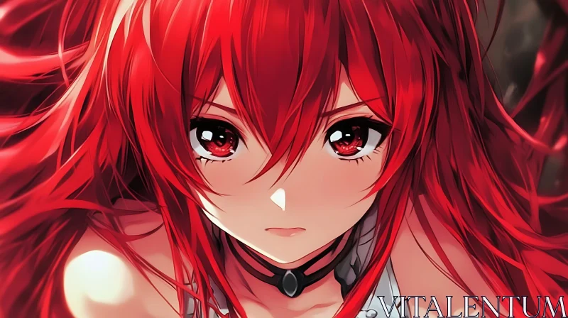 Anime Portrait of Red-Haired Character AI Image