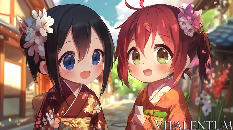 AI ART Cute Anime Characters in Traditional Attire