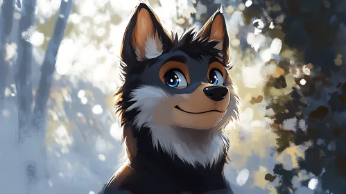 Smiling Wolf Cartoon Character