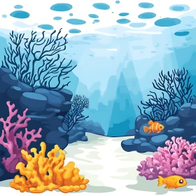 Oceanic Scene with Fish and Corals