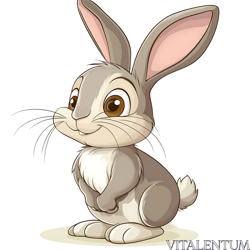 Whimsical Grey Bunny Artwork AI Image