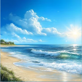 Peaceful Seaside Scene with Waves