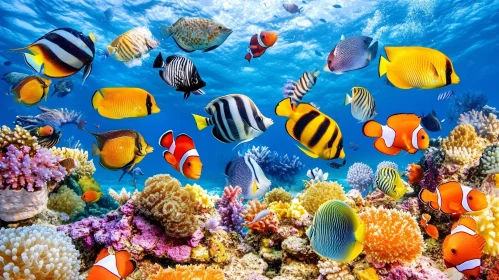 Vibrant Marine Life in Coral Reef