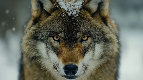 Wolf Portrait in Snowy Wilderness