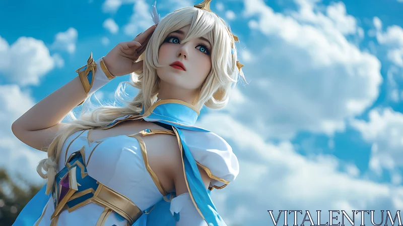 Blonde Anime Cosplay in Fantasy Costume AI Image