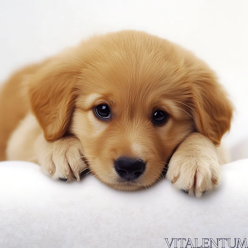 Cute Golden Puppy with Expressive Eyes AI Image