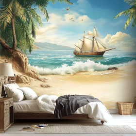 Tranquil Seascape with Sailing Ship