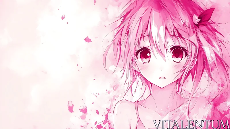 Pink Themed Anime Girl Art AI Image