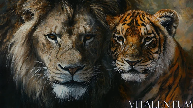 AI ART Majestic Lion and Tiger Close-Up