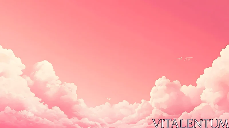 Serene Abstract Sky with Pink Clouds AI Image