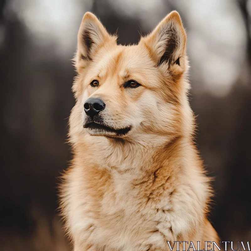 Serene Dog Portrait in Outdoor Setting AI Image