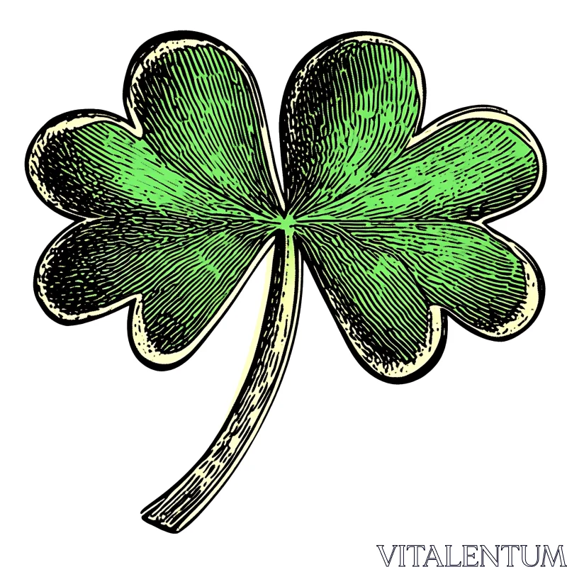 AI ART Charming Clover Illustration with Green Leaves