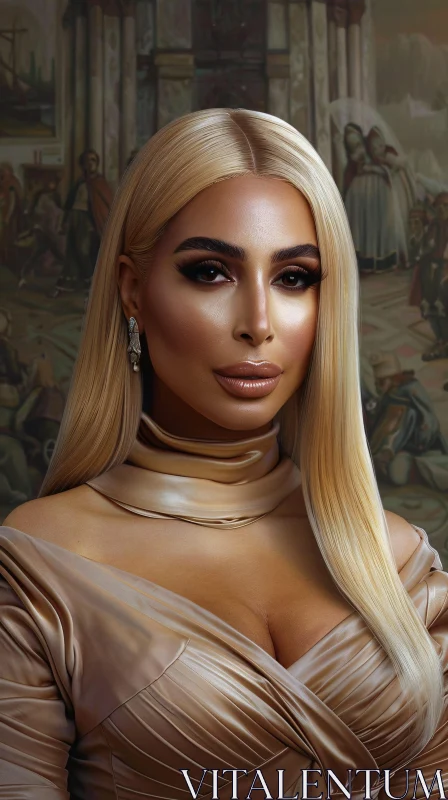 Elegant Portrait of Kim Kardashian AI Image