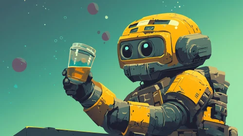 Astronaut Robot with Refreshing Drink