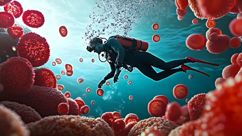 Underwater Dive with Blood Cells