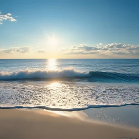 Calm Seascape with Sunlit Waves